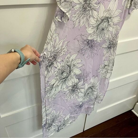 Vince Camuto Floral Blossoms Tunic Swim Coverup Dress Side Slits Purple Medium - Picture 7 of 7